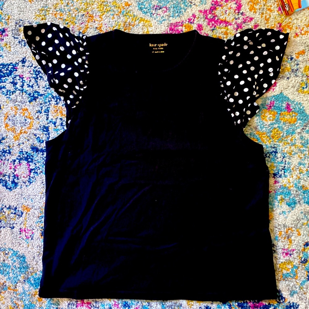 Kate spade black polka dot top